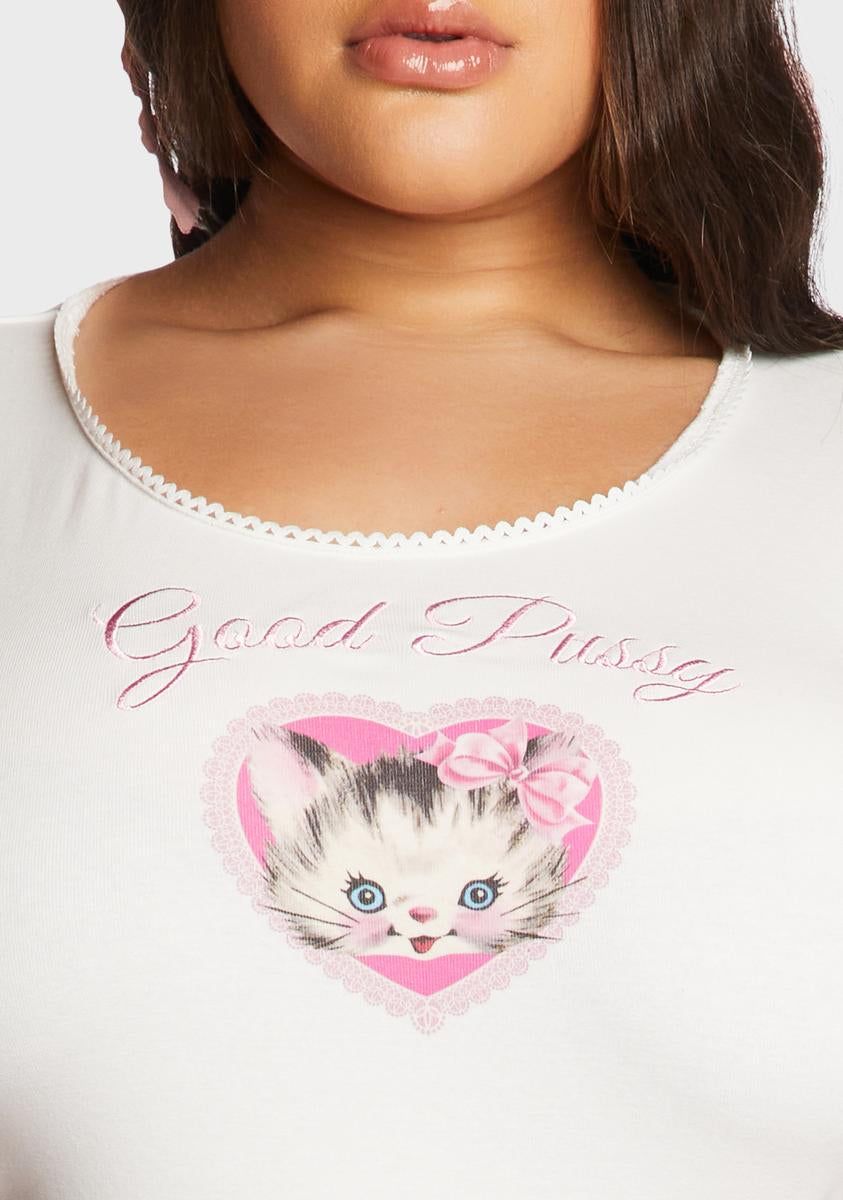 Plus Feline Naughty Graphic Baby Tee sold by Dolls Kill product image thumbnail 2