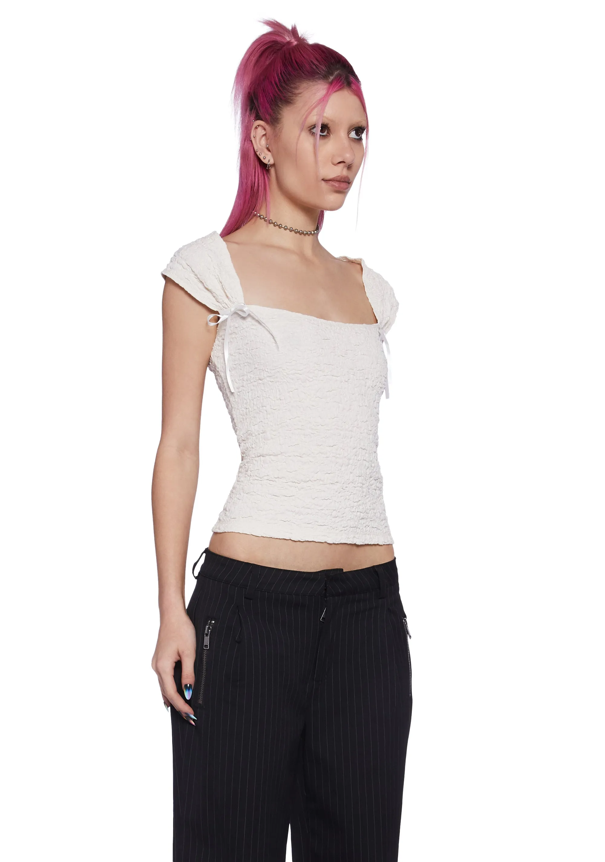 What A Girl Wants Cap Sleeve Top - Ivory sold by Dolls Kill product image thumbnail 4