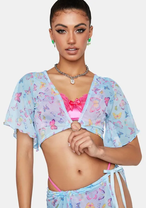 Butterfly O-Ring Crop Top sold by Dolls Kill