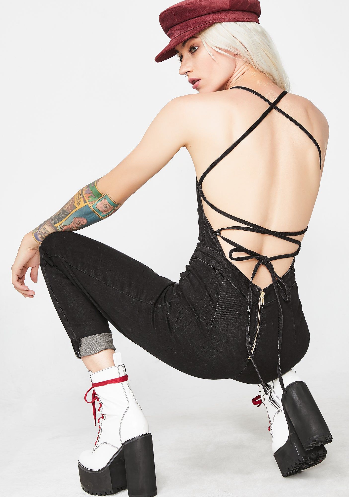 Honor Roll Denim Jumpsuit sold by Dolls Kill product image thumbnail 2