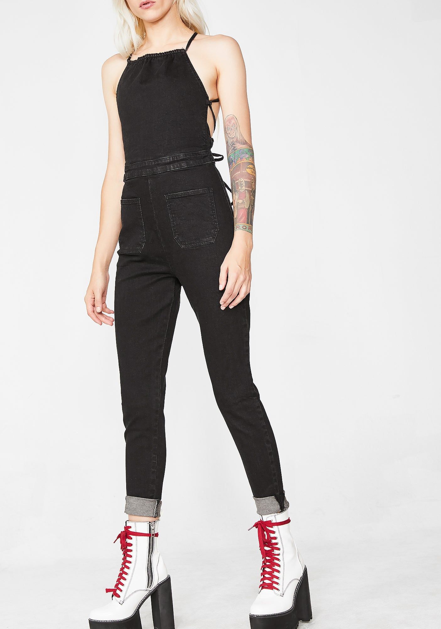 Honor Roll Denim Jumpsuit sold by Dolls Kill product image thumbnail 3