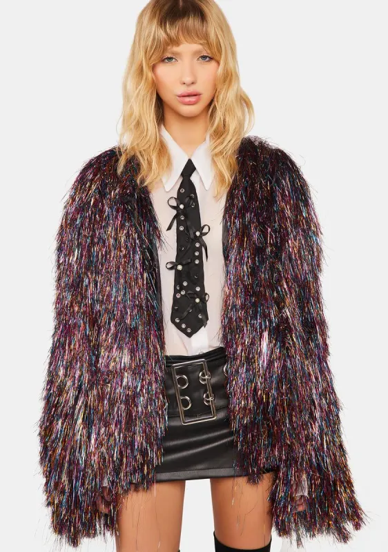 Fancy Multi Tinsel Fringe Jacket sold by Dolls Kill