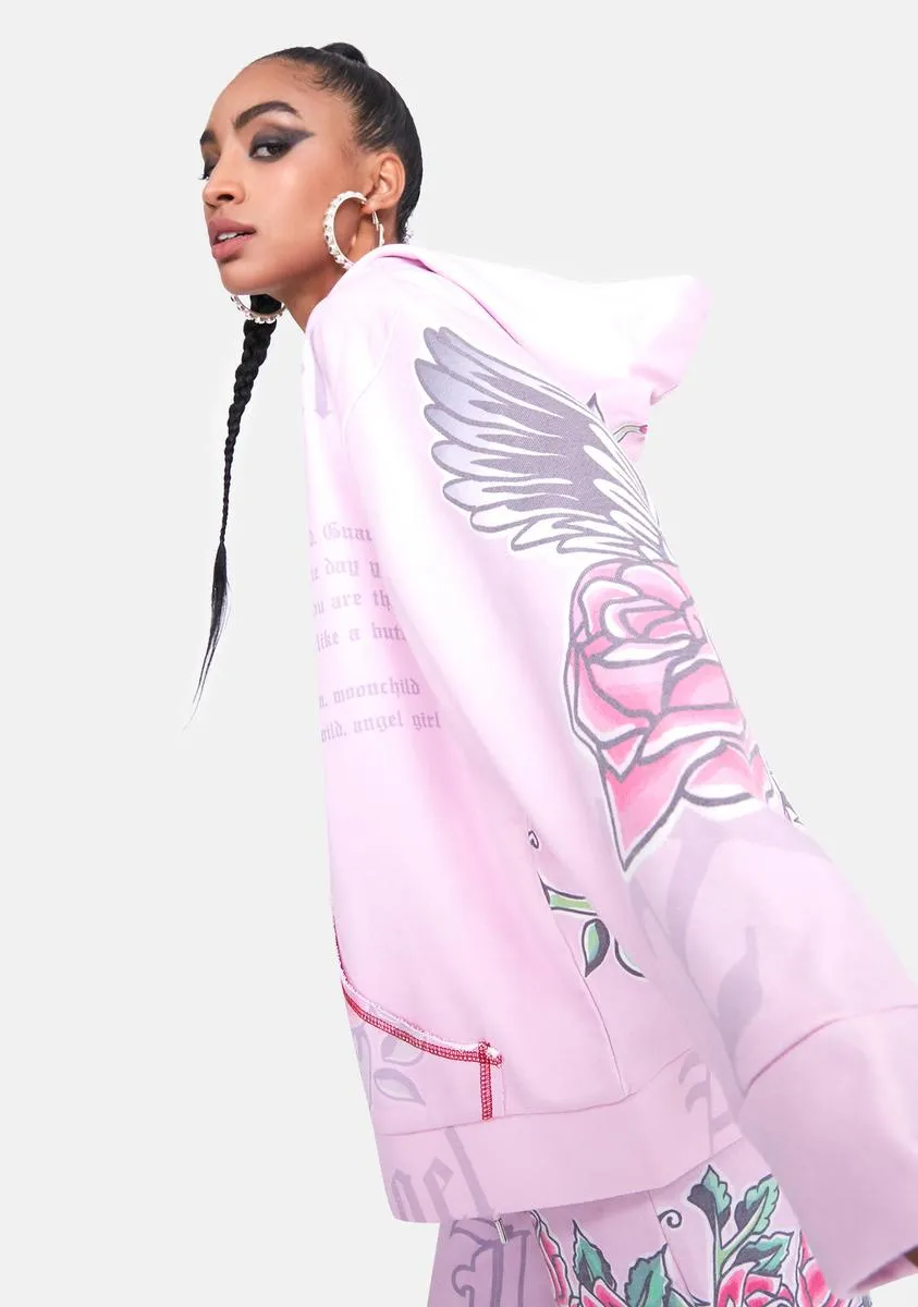 Oversized Hoodie With Graffiti Print & Rhinestone Detail sold by Dolls Kill product image thumbnail 4