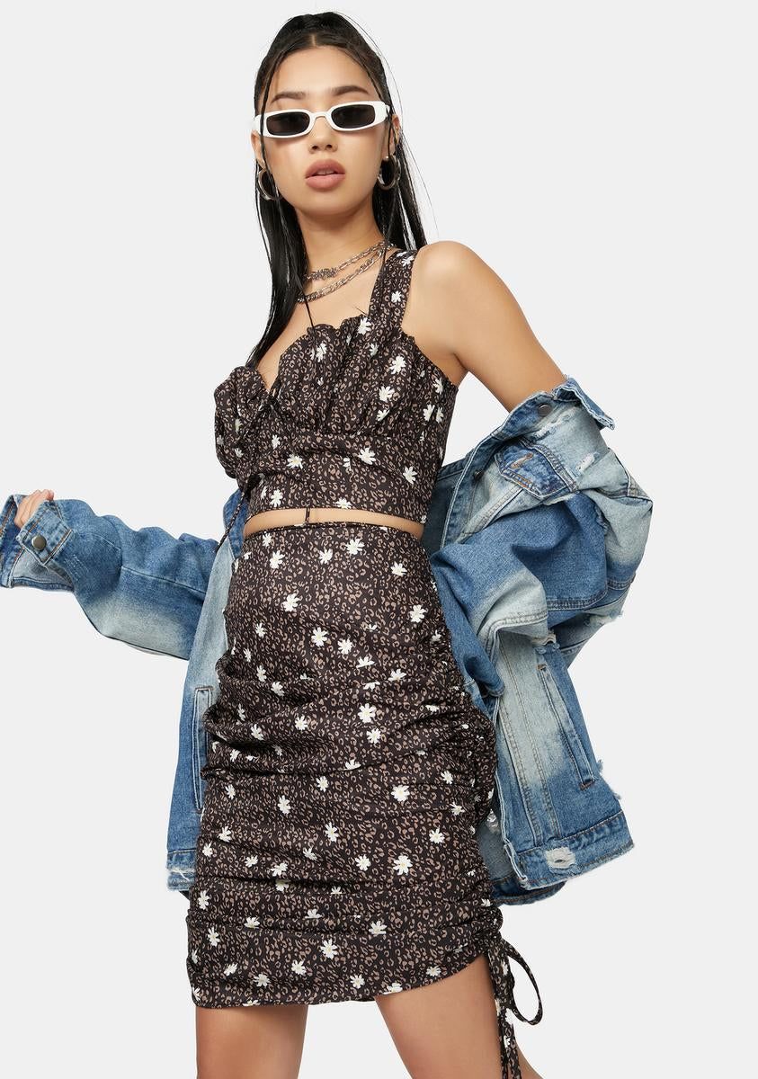 Take A Picture Floral Ruched Skirt Set sold by Dolls Kill product image thumbnail 2