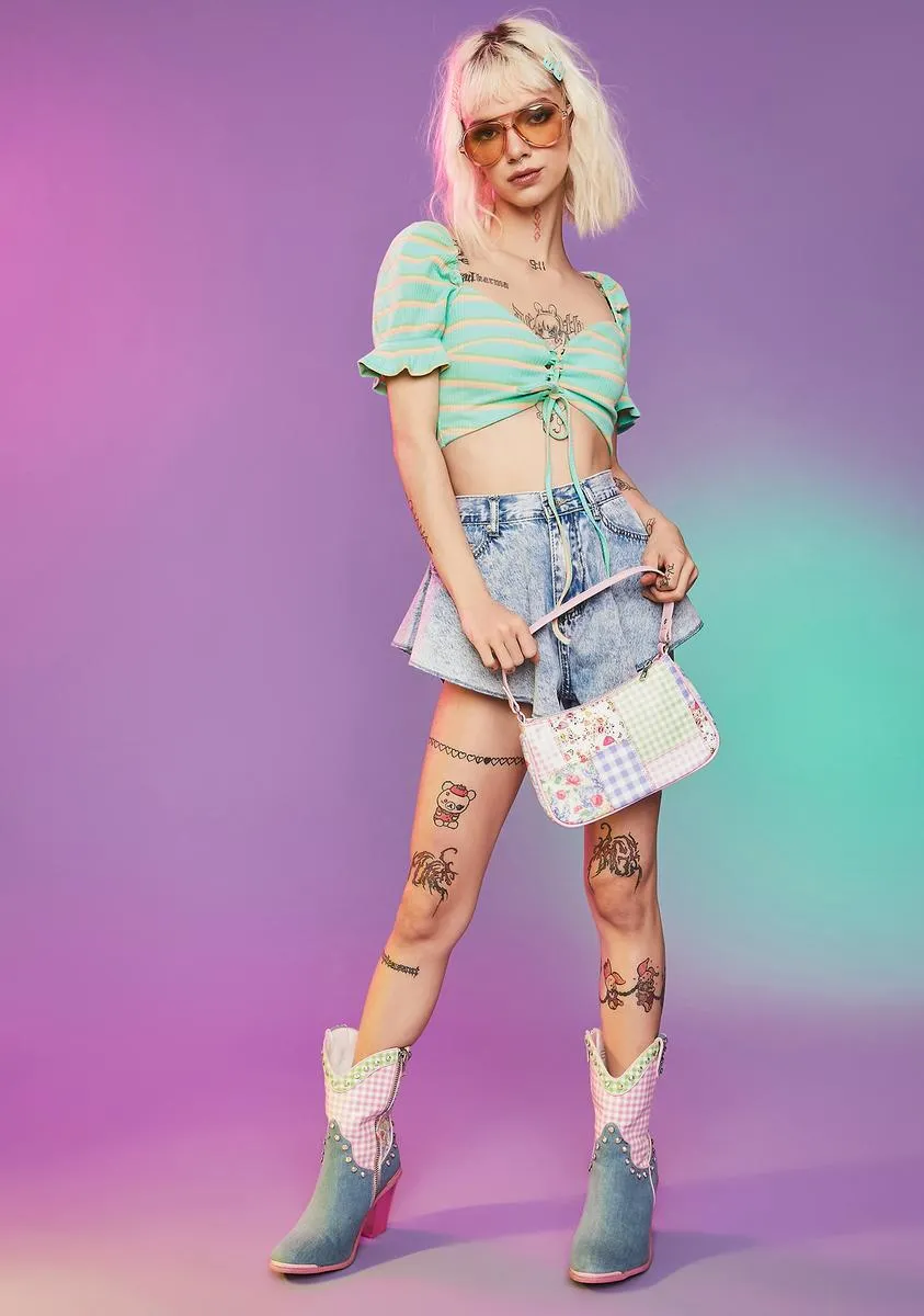 Mint Feel The Energy Lace Up Crop Top sold by Dolls Kill product image thumbnail 3