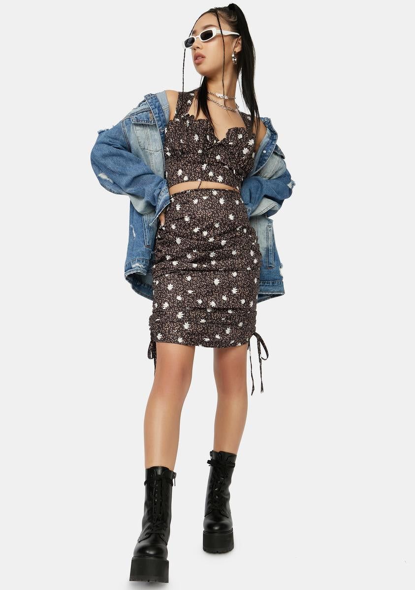 Take A Picture Floral Ruched Skirt Set sold by Dolls Kill product image thumbnail 3