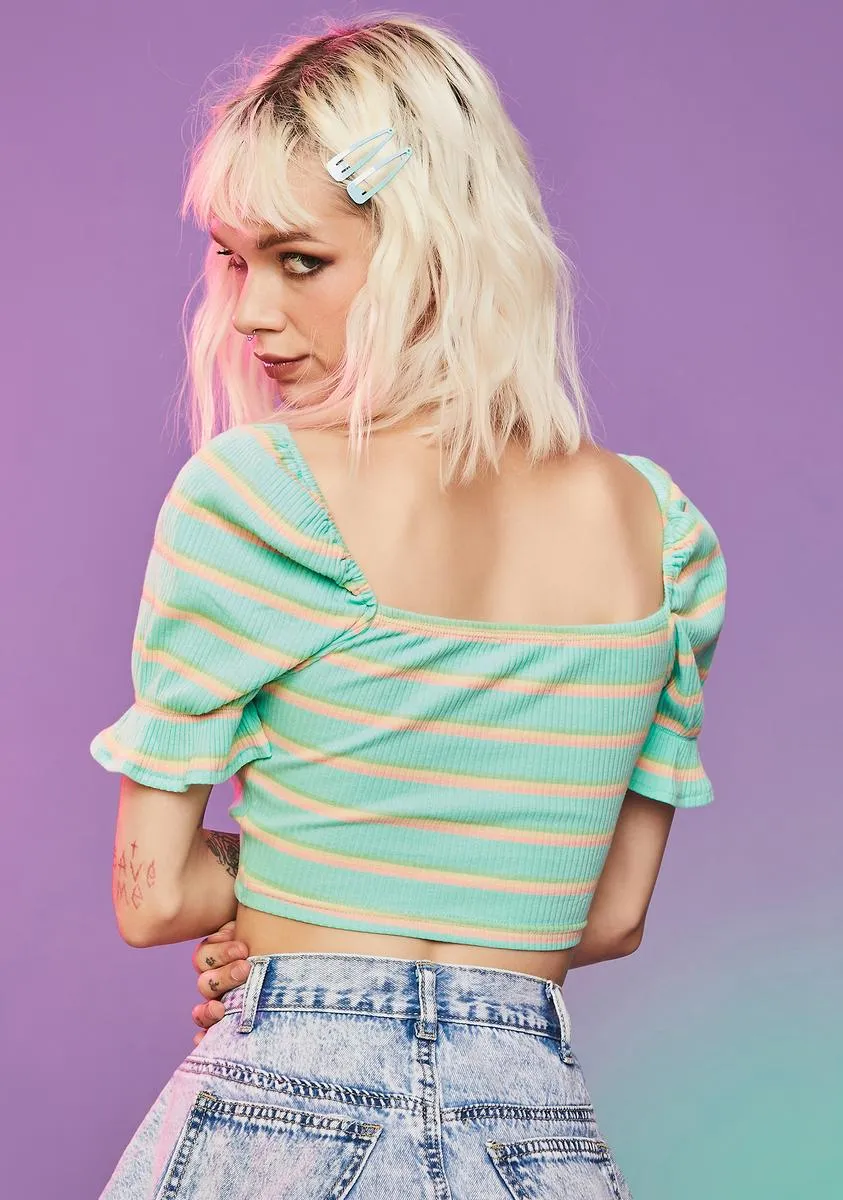 Mint Feel The Energy Lace Up Crop Top sold by Dolls Kill product image thumbnail 4