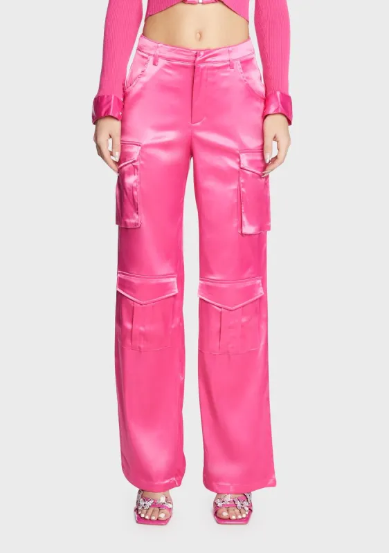Pink Satin Cargo Pants sold by Dolls Kill