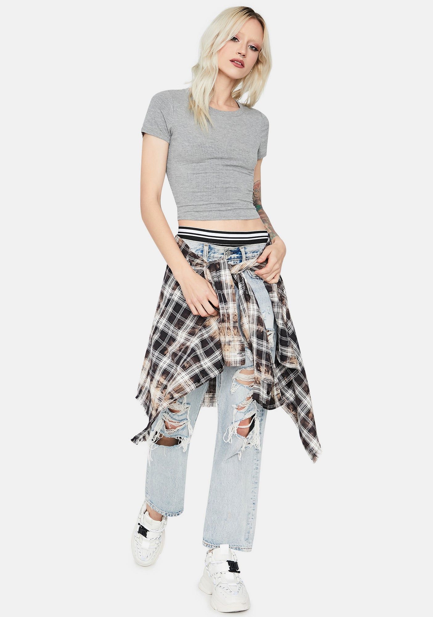 Smoke Basic Bliss Ribbed Crop Tee sold by Dolls Kill product image thumbnail 4