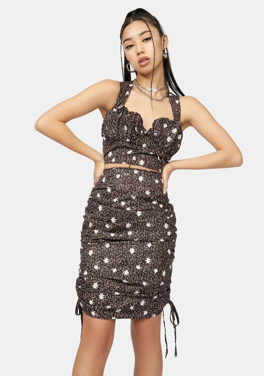 Take A Picture Floral Ruched Skirt Set sold by Dolls Kill