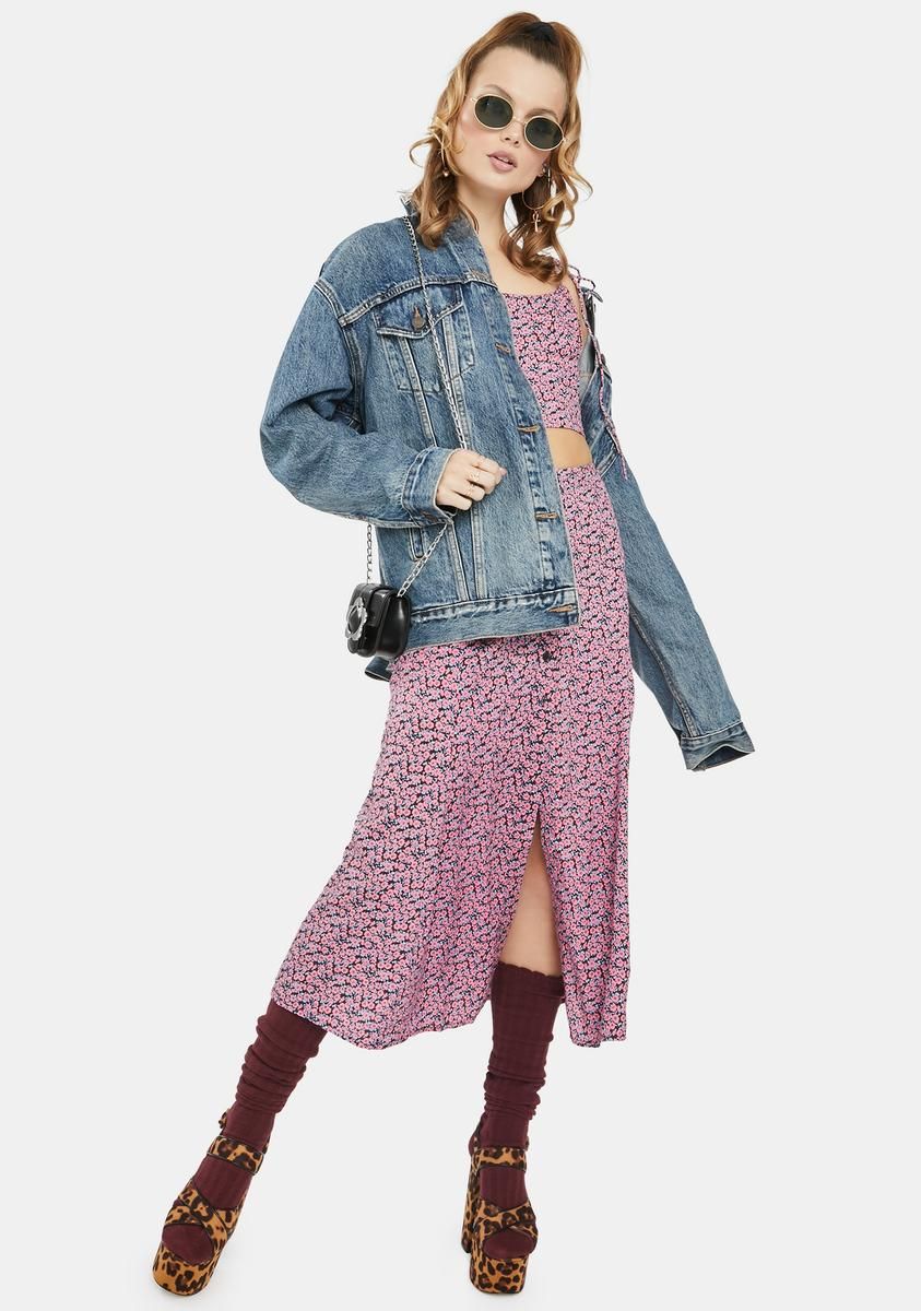 Floral Fun Pink Hemary Crop Top sold by Dolls Kill product image thumbnail 3