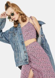 Floral Fun Pink Hemary Crop Top sold by Dolls Kill