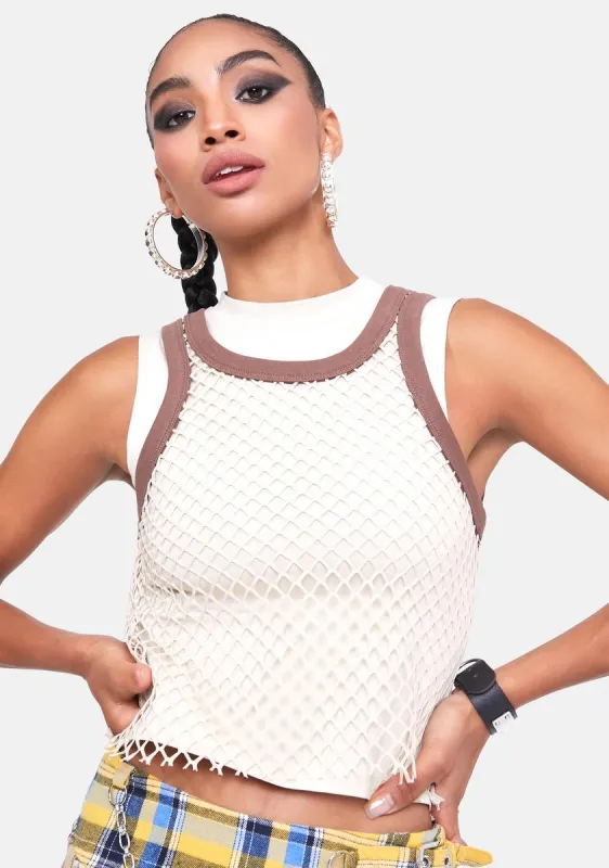 Beige Double Layer T-Shirt & String Vest sold by Dolls Kill