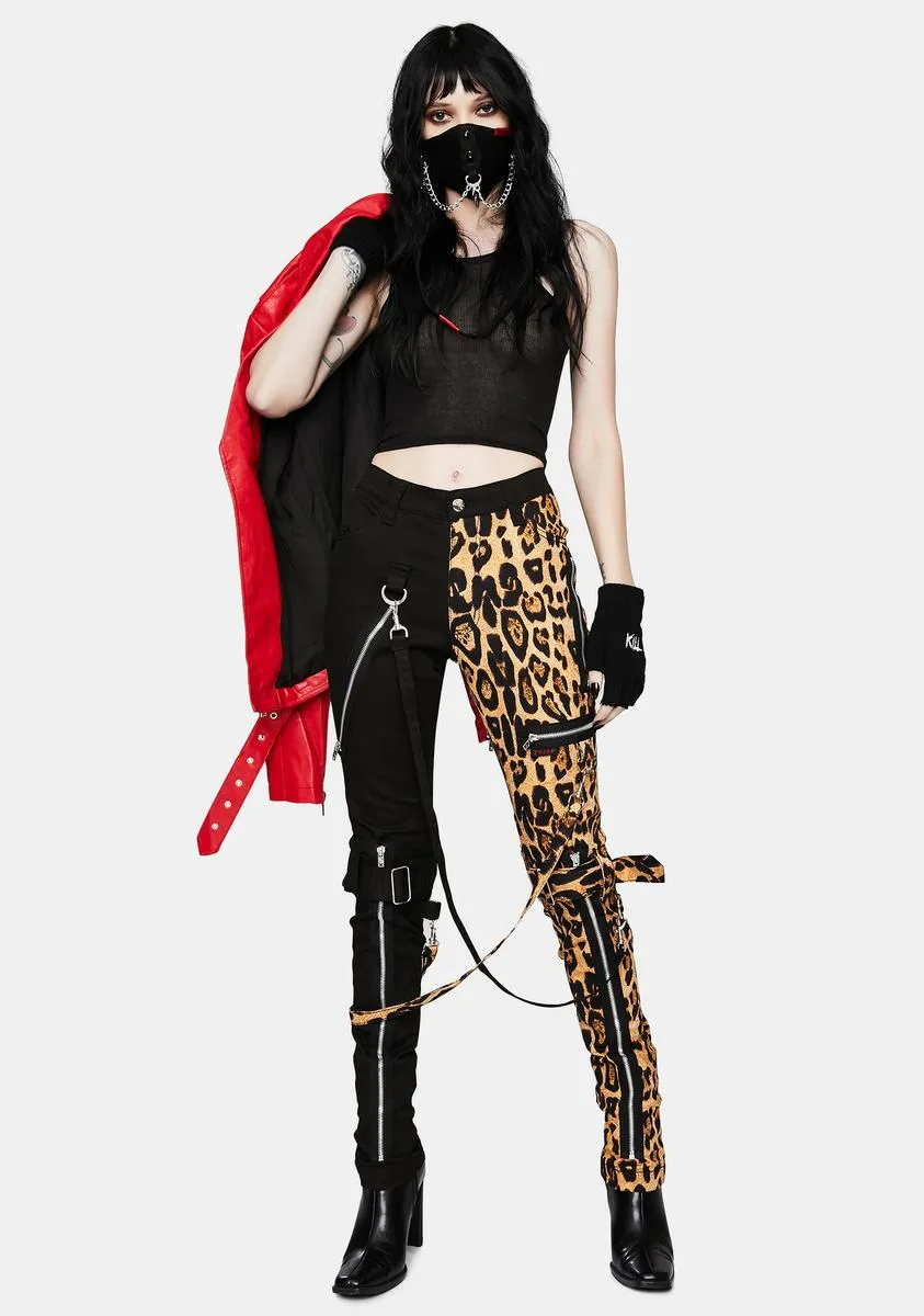Nat Leopard Split Leg Bondage Pants sold by Dolls Kill product image thumbnail 2