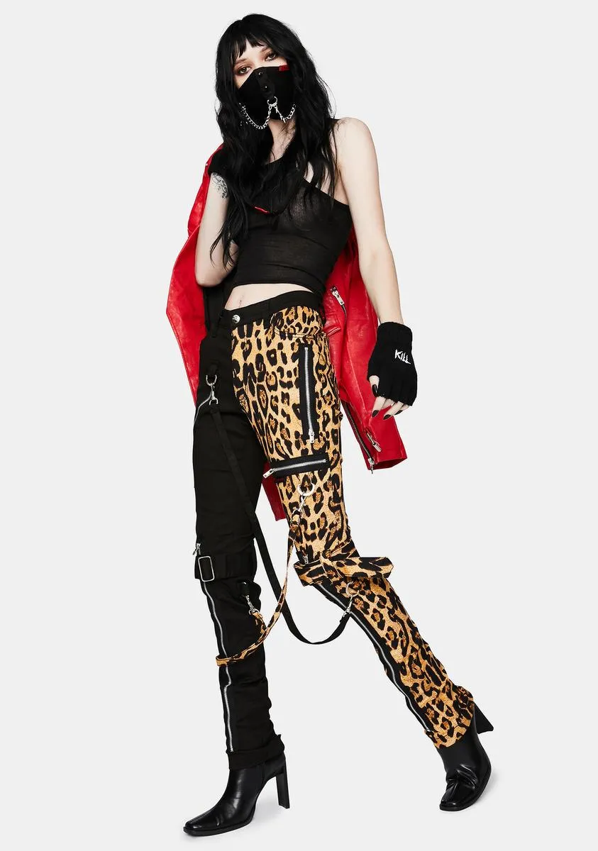 Nat Leopard Split Leg Bondage Pants sold by Dolls Kill product image thumbnail 3