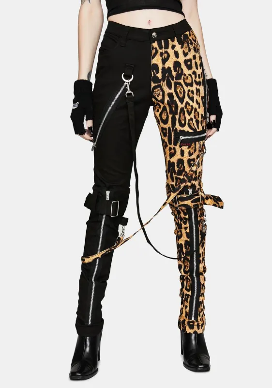 Nat Leopard Split Leg Bondage Pants sold by Dolls Kill