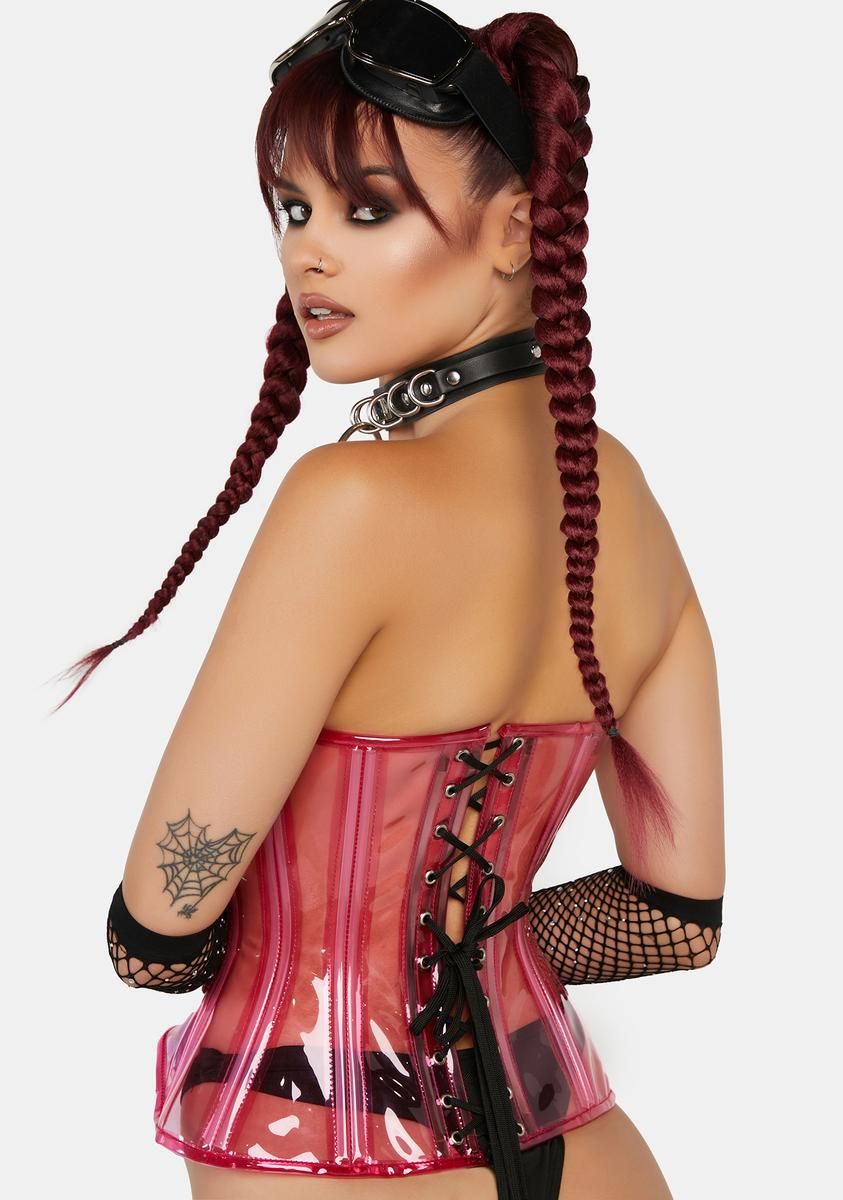 Lavish Pink Clear Curvy Underbust Waist Cincher Corset sold by Dolls Kill product image thumbnail 4