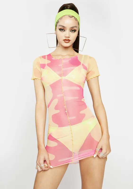 Groovy Lemonade Mesh Mini Dress sold by Dolls Kill