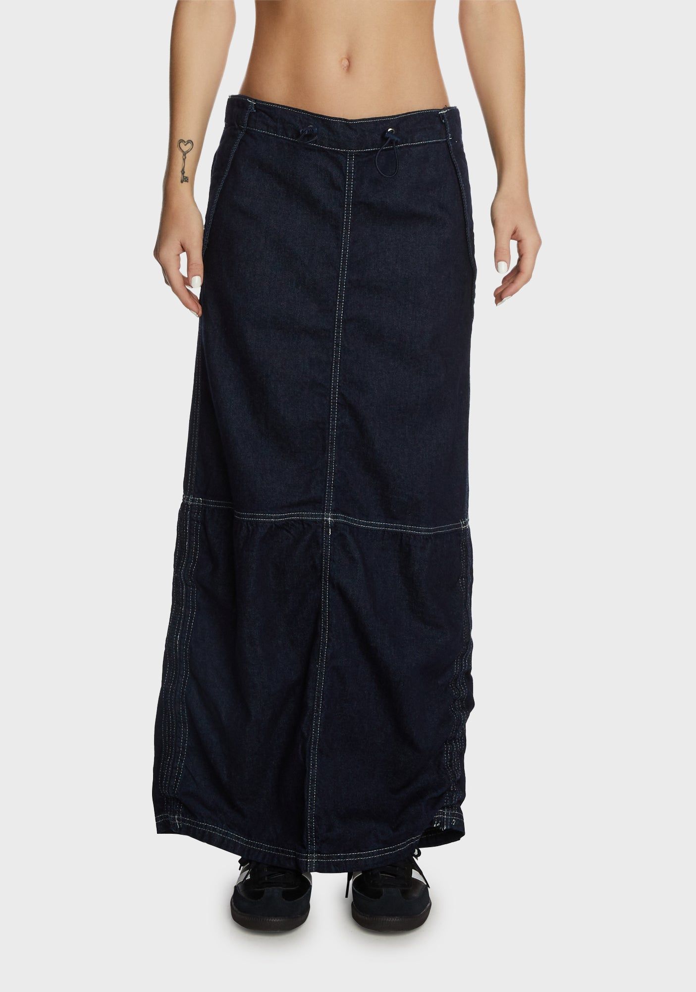 Baggy Denim Maxi Skirt sold by Dolls Kill
