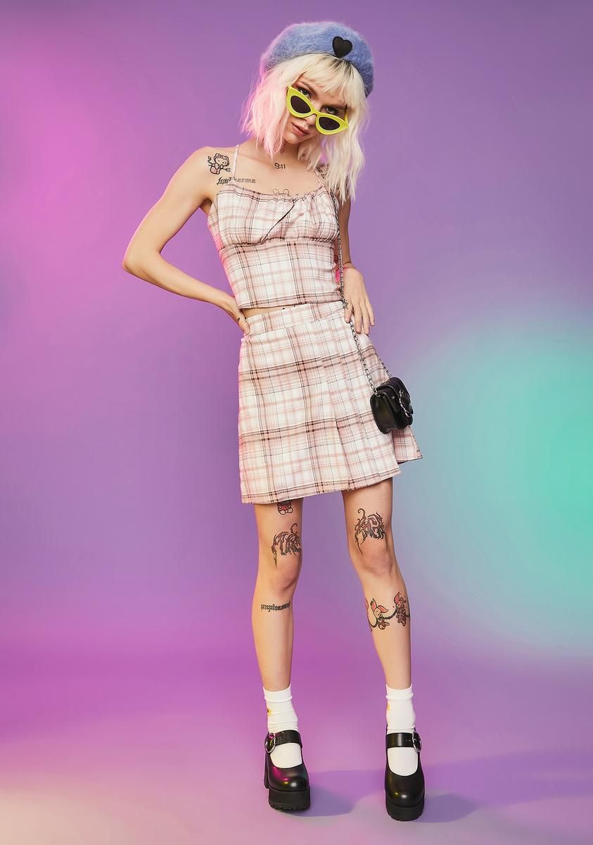 Freak Show Plaid Pleated Mini Skirt sold by Dolls Kill product image thumbnail 3