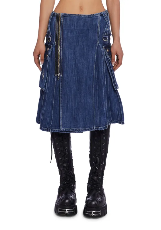 Super Denim Kilt sold by Dolls Kill