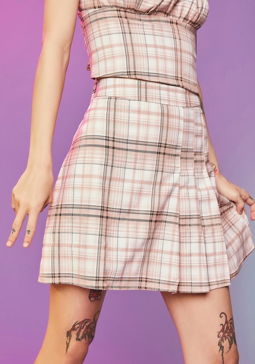 Freak Show Plaid Pleated Mini Skirt sold by Dolls Kill