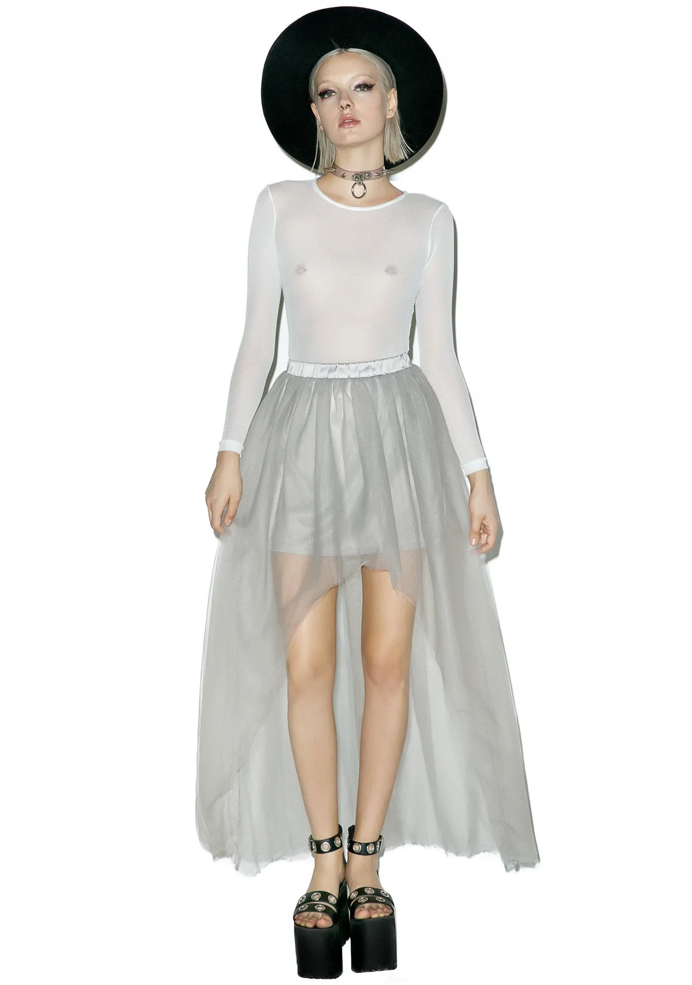 Sterling Sheer Maxi Skirt sold by Dolls Kill
