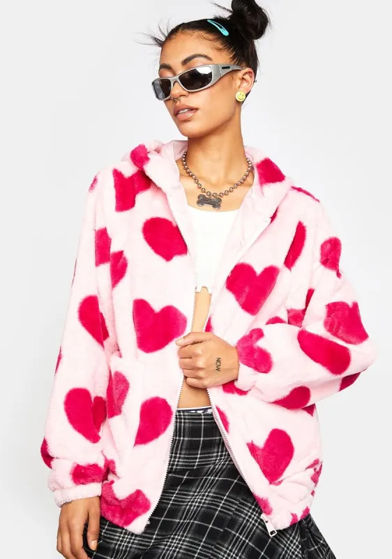 Heart Fleece Jacket sold by Dolls Kill