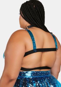 Plus Aqua Chasing Starlight Vinyl Bustier sold by Dolls Kill