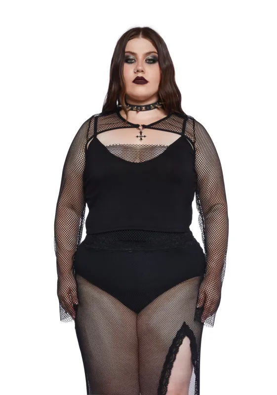 Plus Heavy Metal Lover Fishnet Cami And Shrug Set sold by Dolls Kill