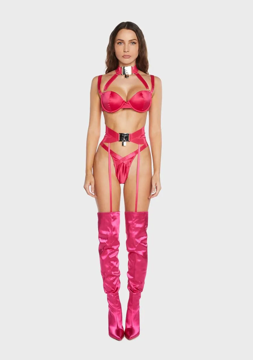 Pink On Lock Lingerie Set sold by Dolls Kill