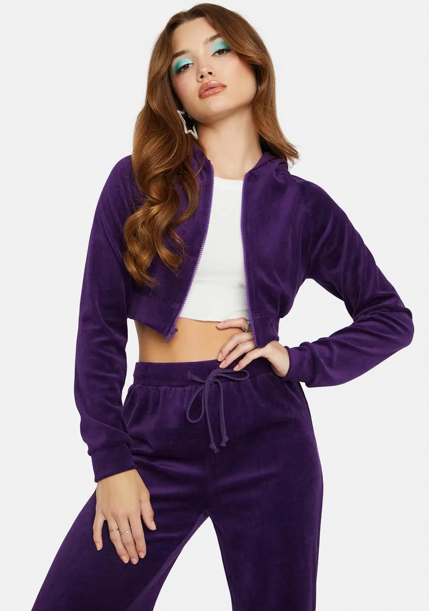 Plum Y2K Dreams Velour Tracksuit sold by Dolls Kill