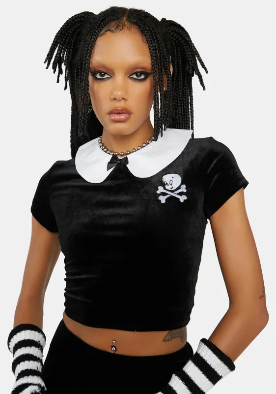 Happy To Help Velour Top sold by Dolls Kill