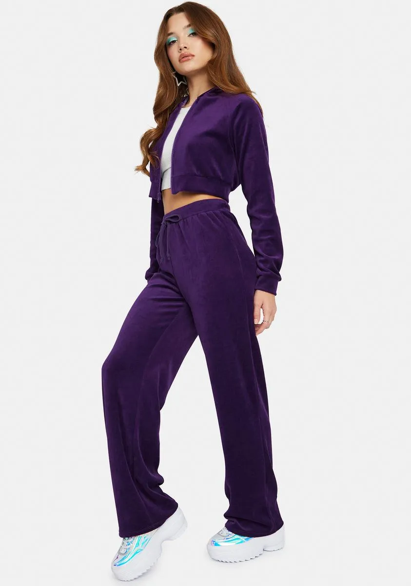 Plum Y2K Dreams Velour Tracksuit sold by Dolls Kill product image thumbnail 2