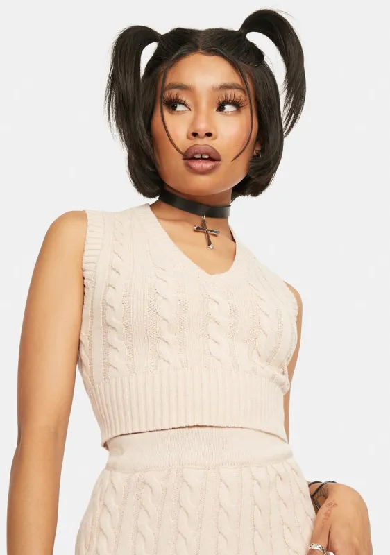 Blush Knitted Crop Top sold by Dolls Kill