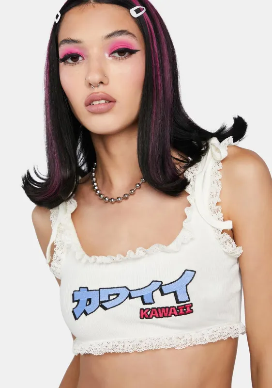 Kawaii Ribbed Trim Cami sold by Dolls Kill