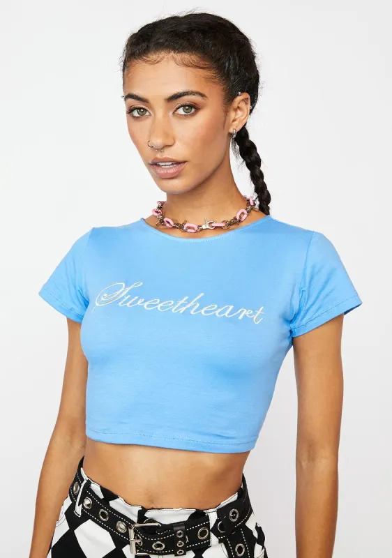 Sweetheart Blue Tindy Crop Tee sold by Dolls Kill