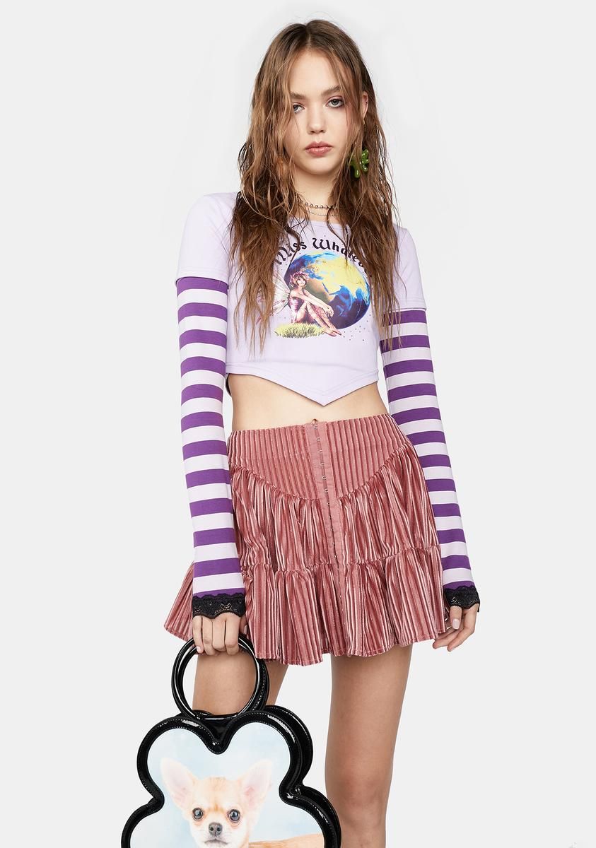 Little By Little Velour Mini Skirt sold by Dolls Kill product image thumbnail 2