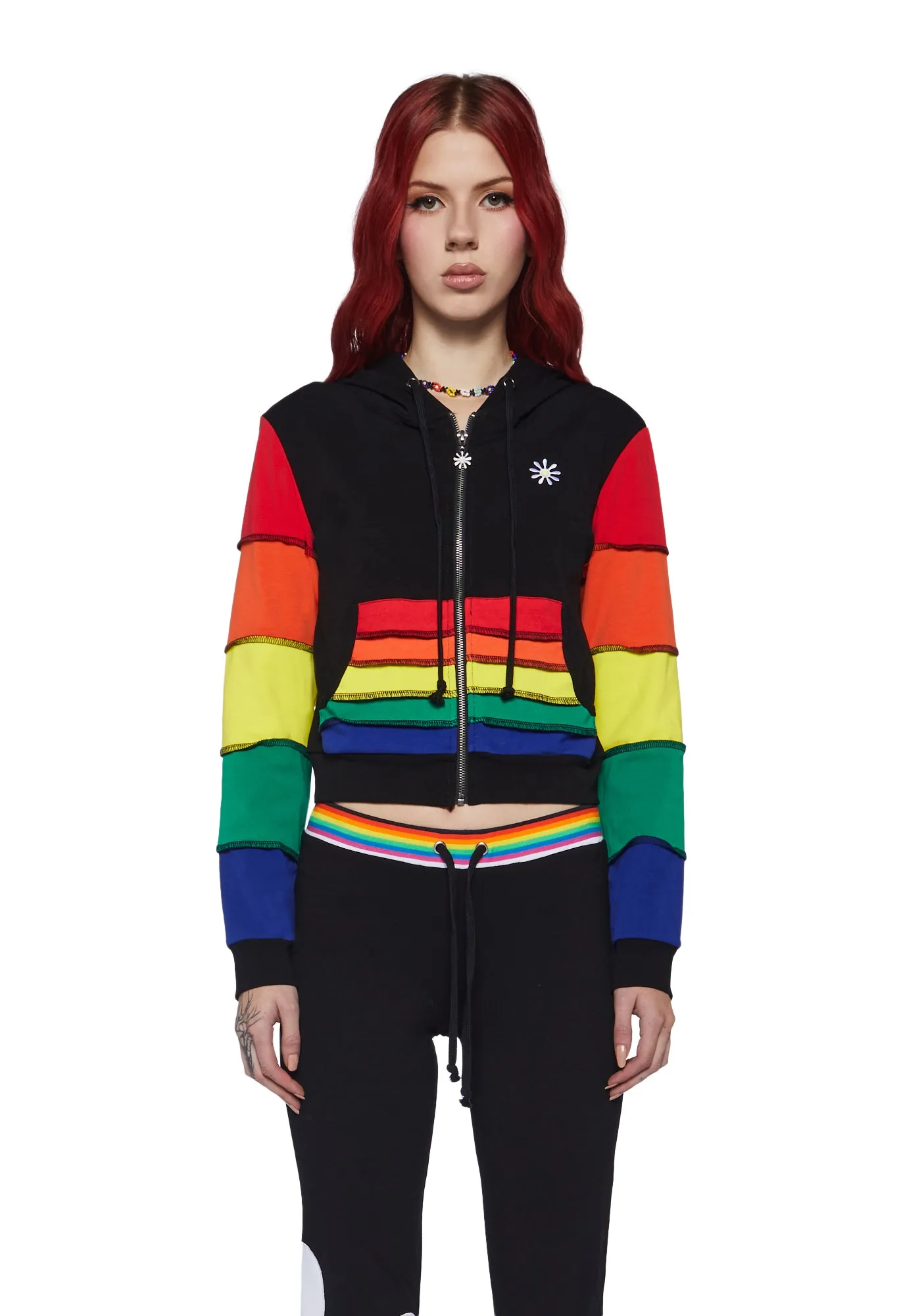 90s Mode Zip-Up Thermal Hoodie sold by Dolls Kill