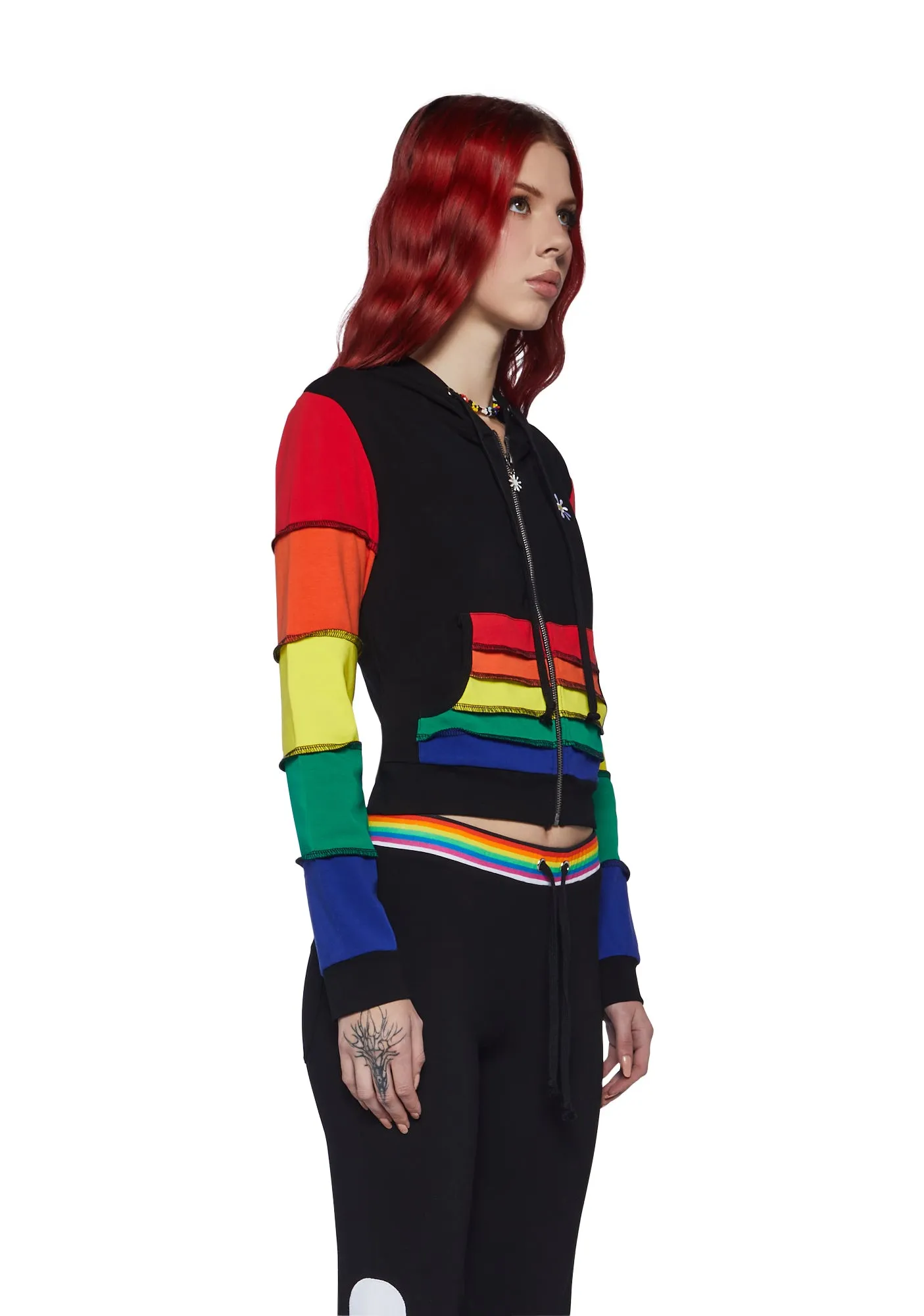 90s Mode Zip-Up Thermal Hoodie sold by Dolls Kill product image thumbnail 3