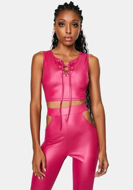 Magenta Play Rough Cutout Pant Set sold by Dolls Kill