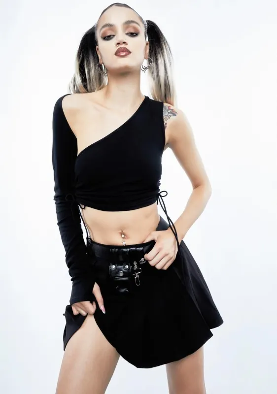 Don't Stop The Music One Shoulder Top sold by Dolls Kill