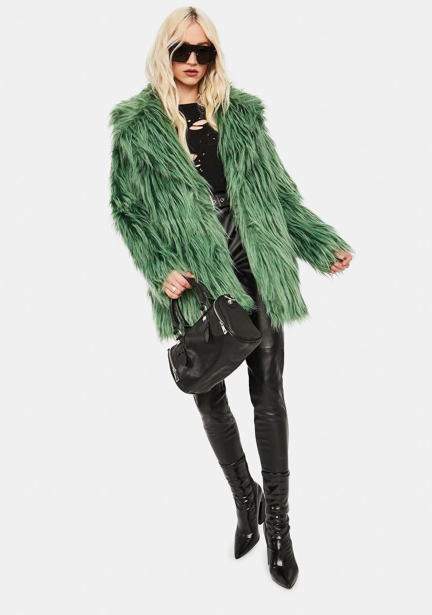 Green Faux Fur Coat sold by Dolls Kill product image thumbnail 3