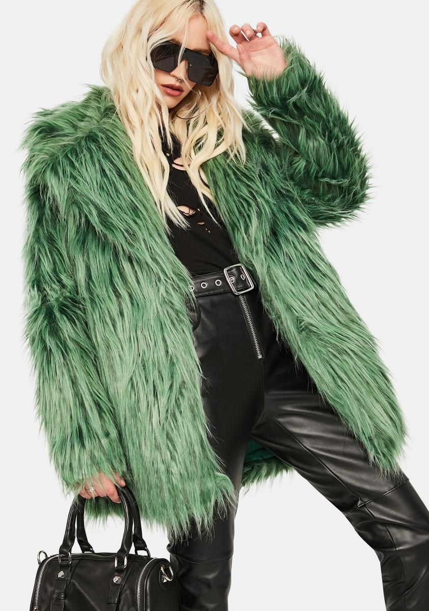 Green Faux Fur Coat sold by Dolls Kill product image thumbnail 2