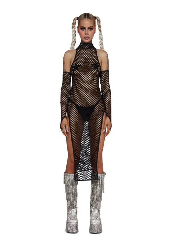 Festival Dreamer Maxi Dress And Gloves Set - Black sold by Dolls Kill