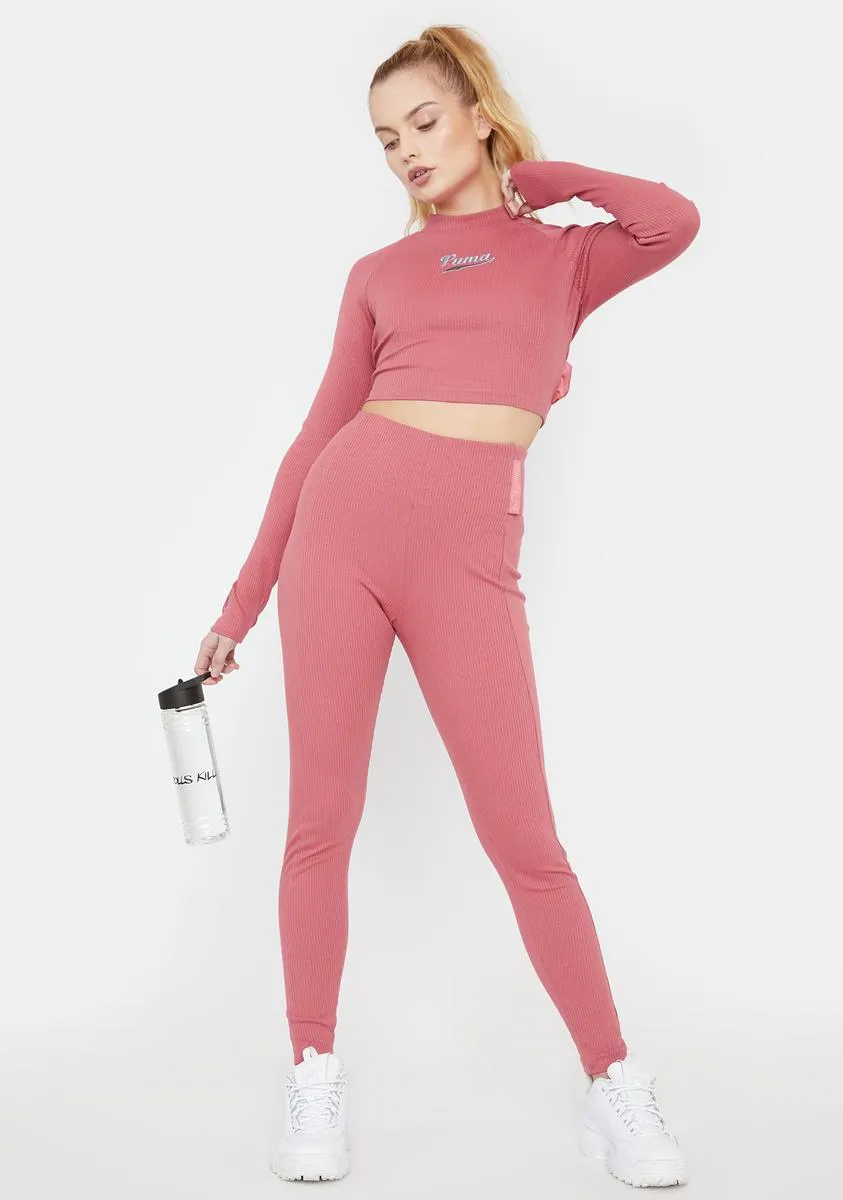 Pink Ribbed Long Sleeve Top sold by Dolls Kill product image thumbnail 2