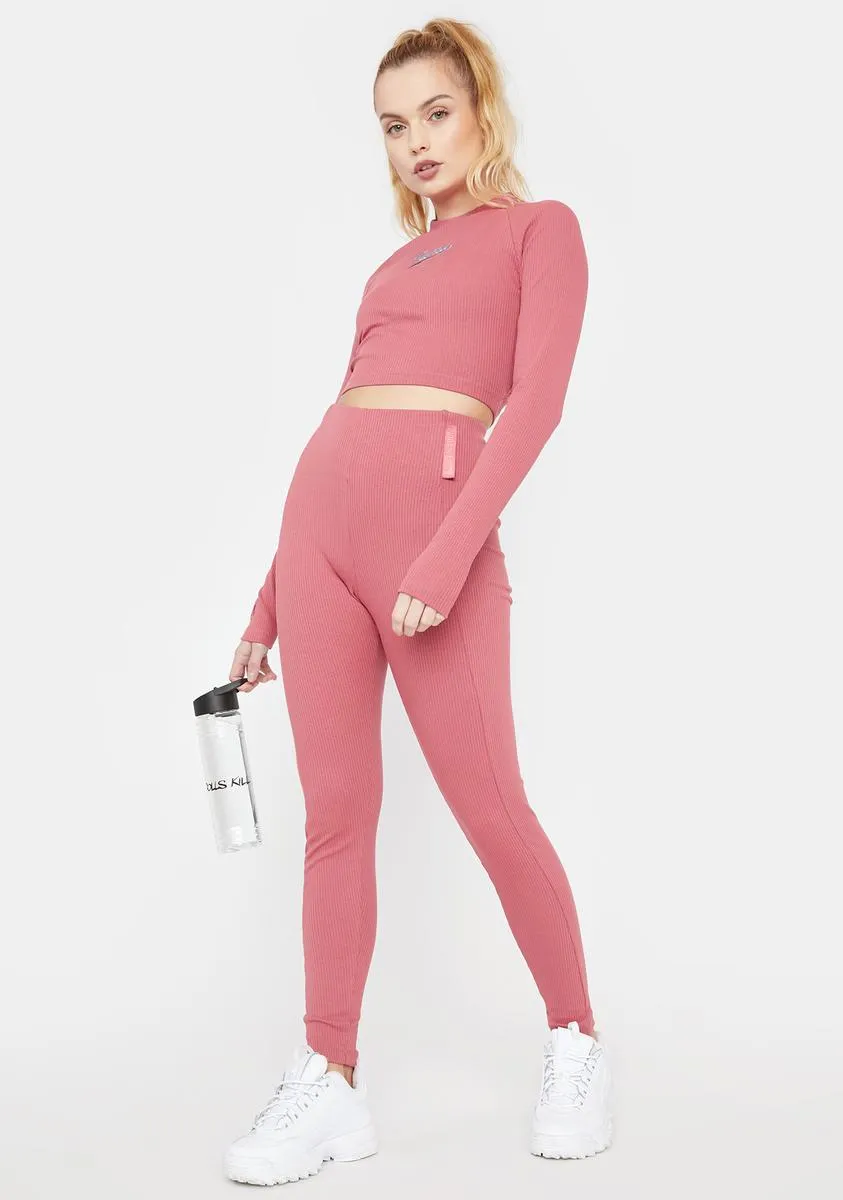 Pink Ribbed Long Sleeve Top sold by Dolls Kill product image thumbnail 3