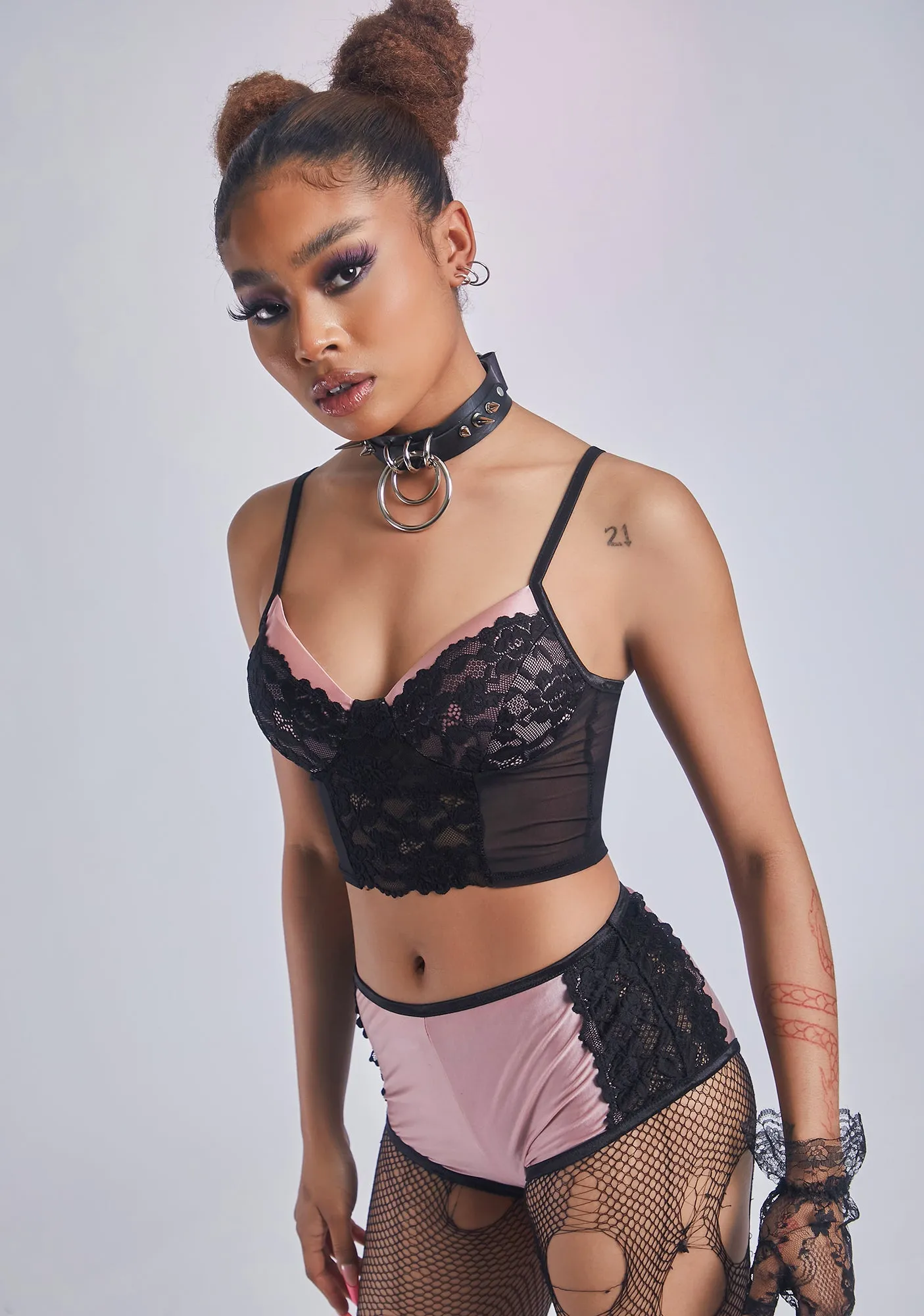 Sneaky Pleasures Lace Satin Corset Set sold by Dolls Kill product image thumbnail 2