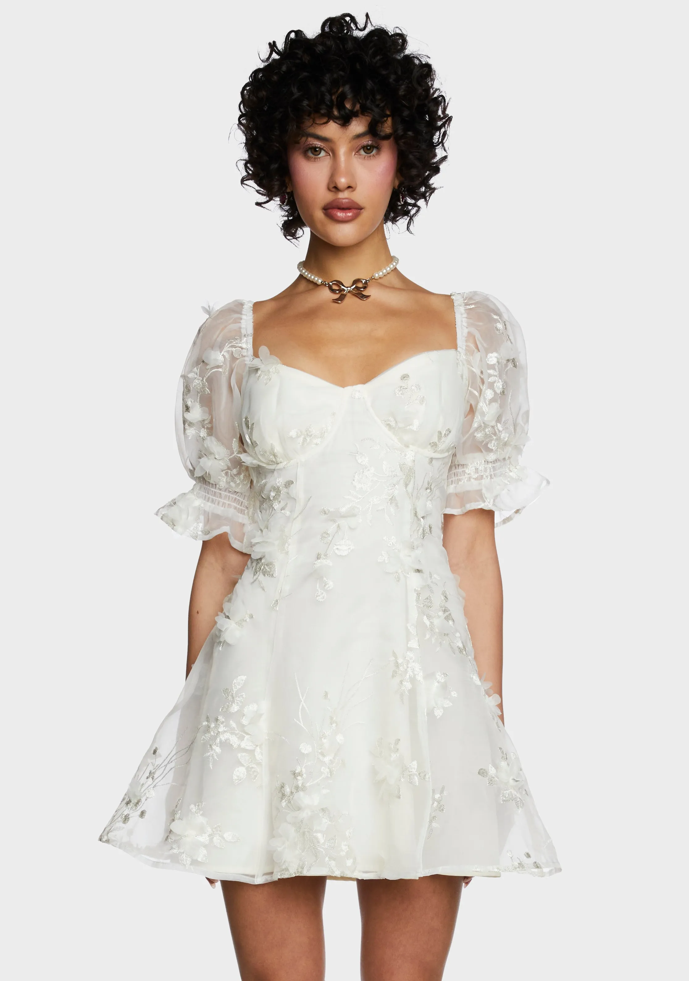 Sweetheart Portrait Mini Dress - White sold by Dolls Kill