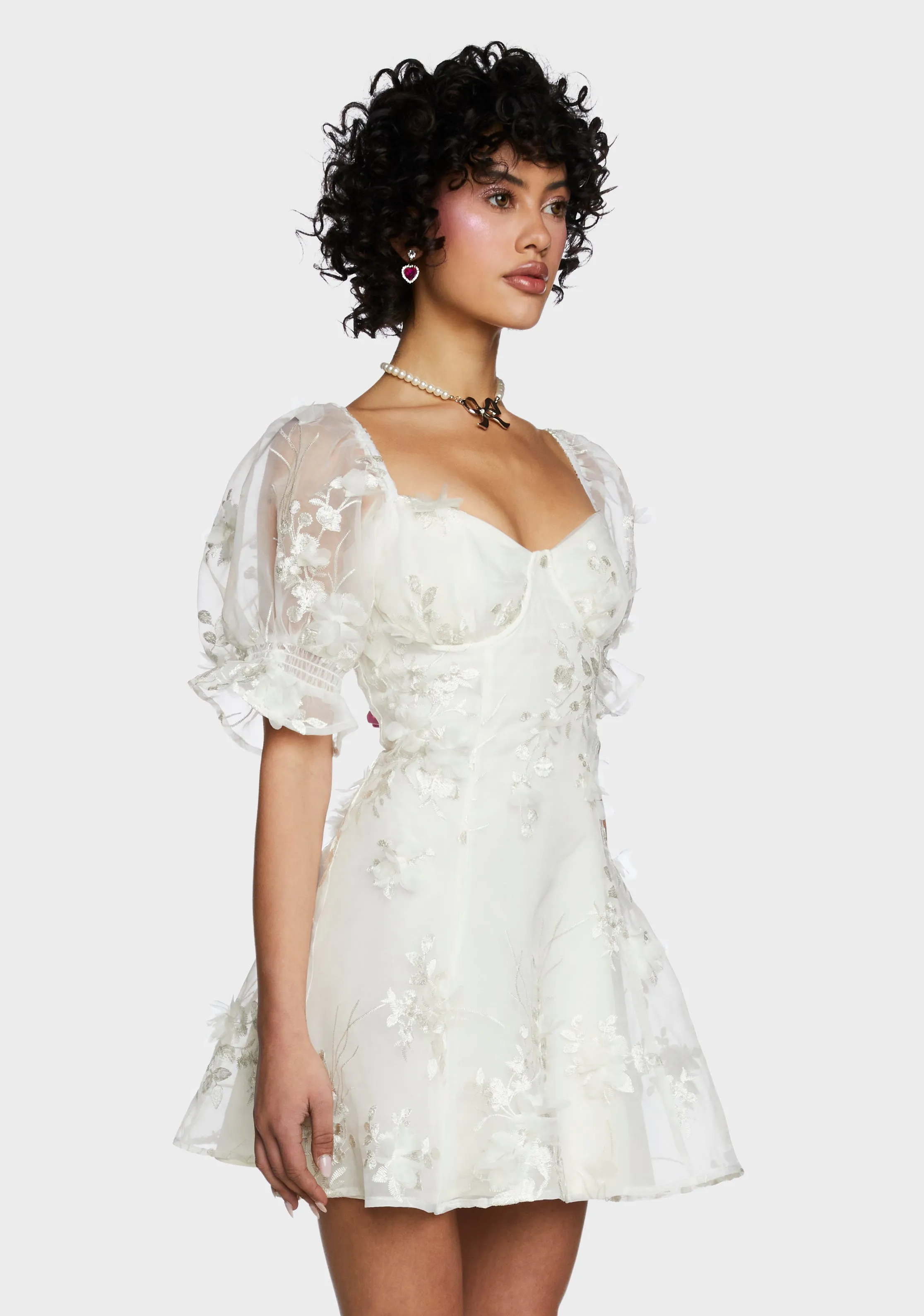 Sweetheart Portrait Mini Dress - White sold by Dolls Kill product image thumbnail 3